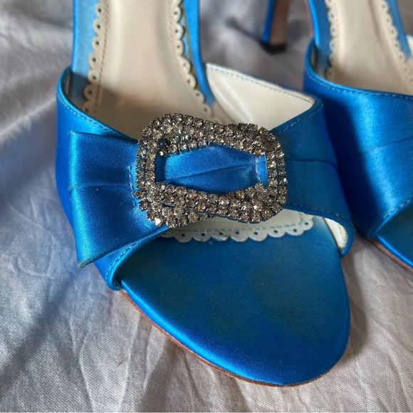 Benjamin Adams London Blue Dyed Duchesse Silk Heels - Picture 11 of 13